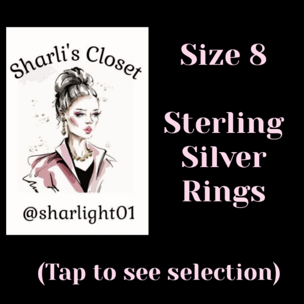NEW Size 8 Genuine Sterling Silver Rings - Picture 2 of 6